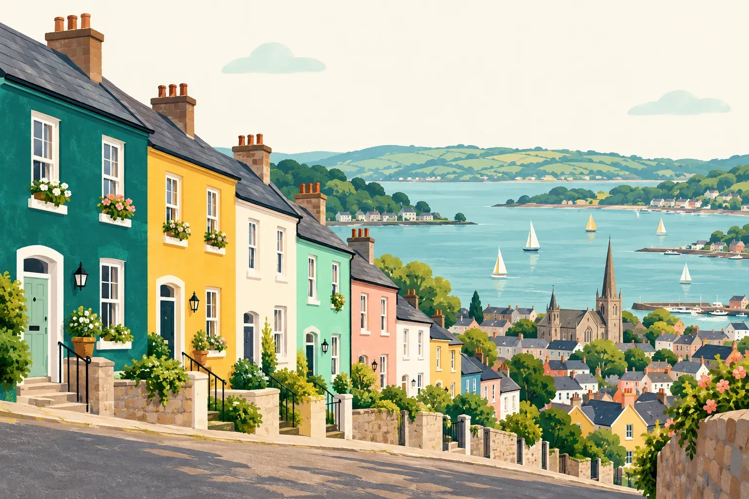 Illustration of a landscape in County Cork