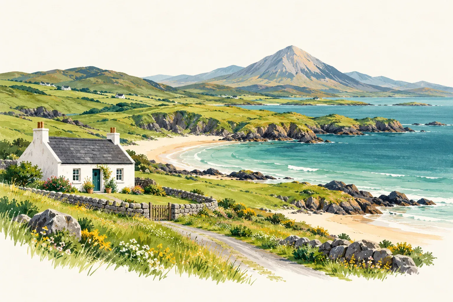 Illustration of a landscape in County Donegal