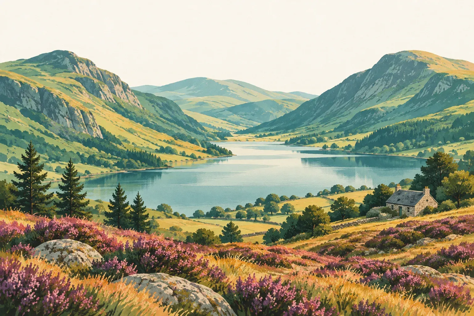 Illustration of a landscape in County Wicklow